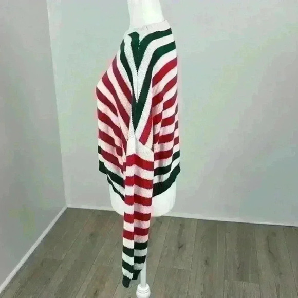 Mi Ami Red Green & White Striped Pullover Sweater Size S - Picture 3 of 8